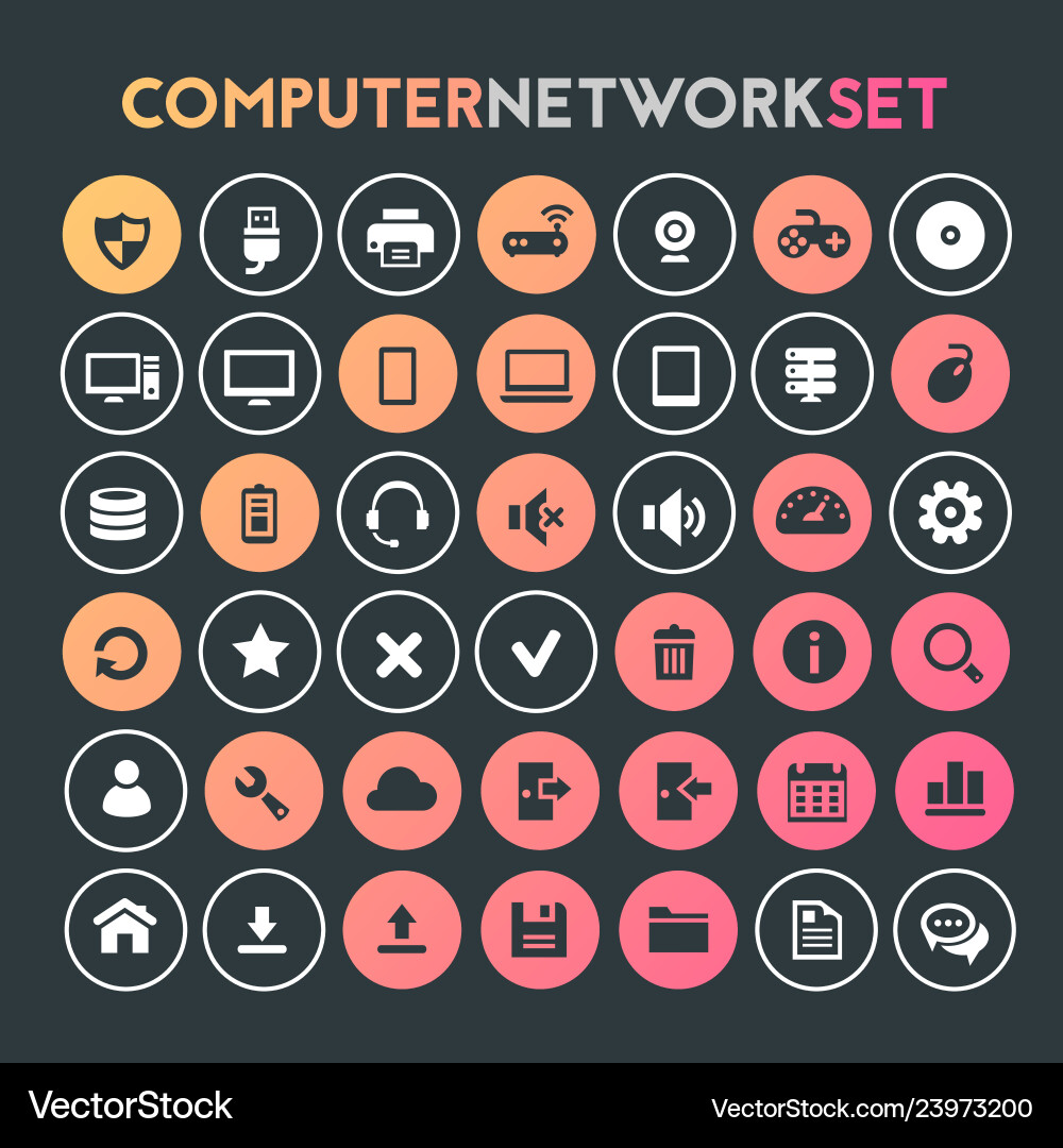 Big computer networks icon set trendy line icons Big computer networks icon set trendy line icons vector image