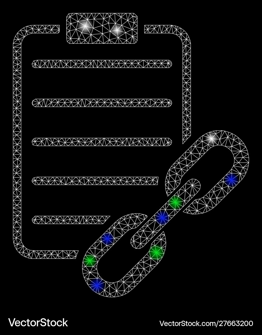 Bright mesh 2d blockchain contract with flash Bright mesh 2d blockchain contract with flash vector image