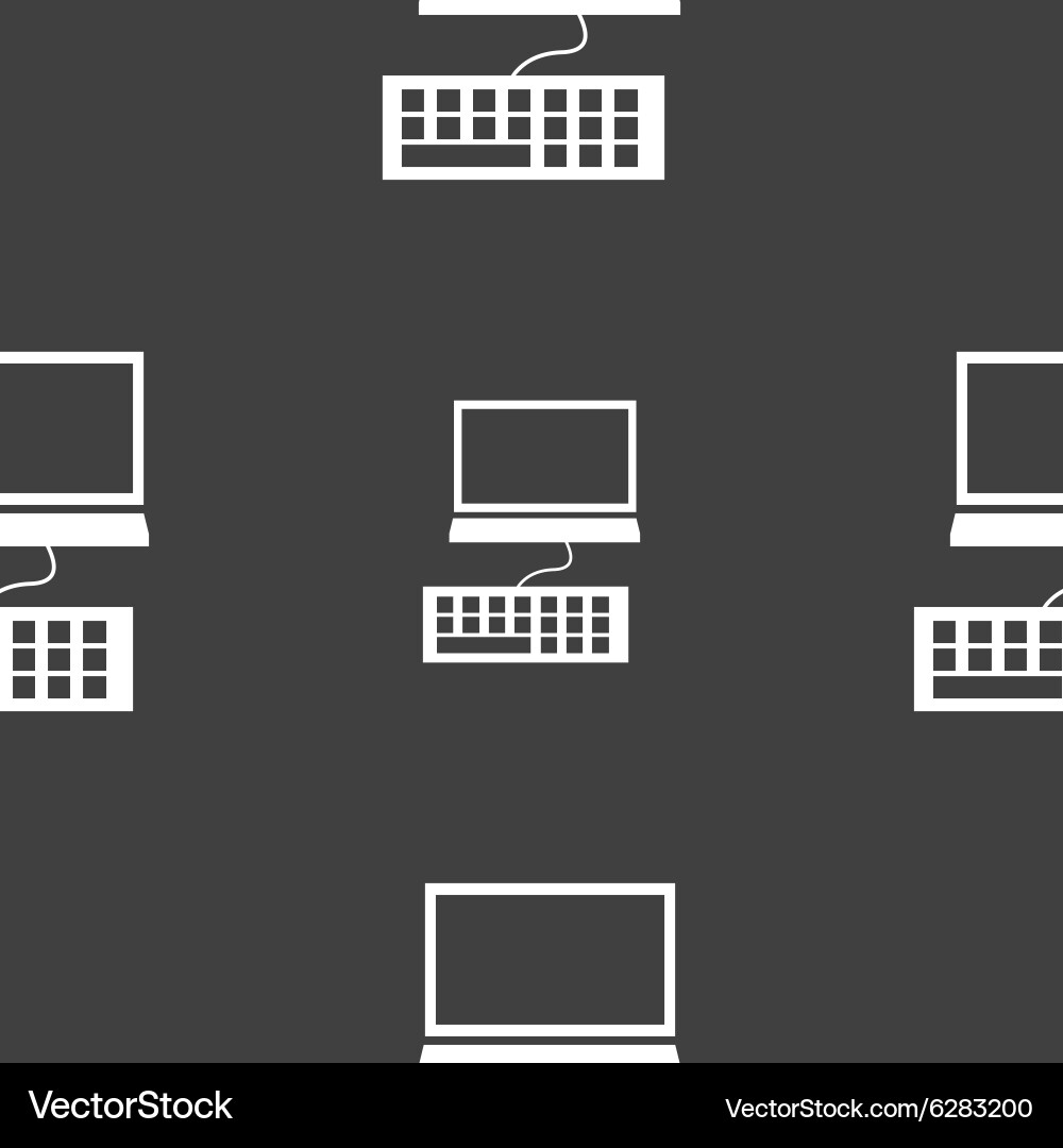 Computer monitor and keyboard icon seamless vector image
