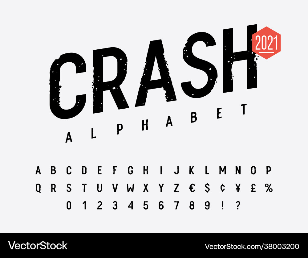Distressed Grunge Stamp Font Vector Image