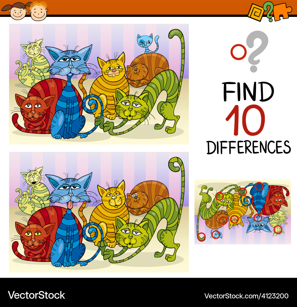 Finding differences game cartoon vector image