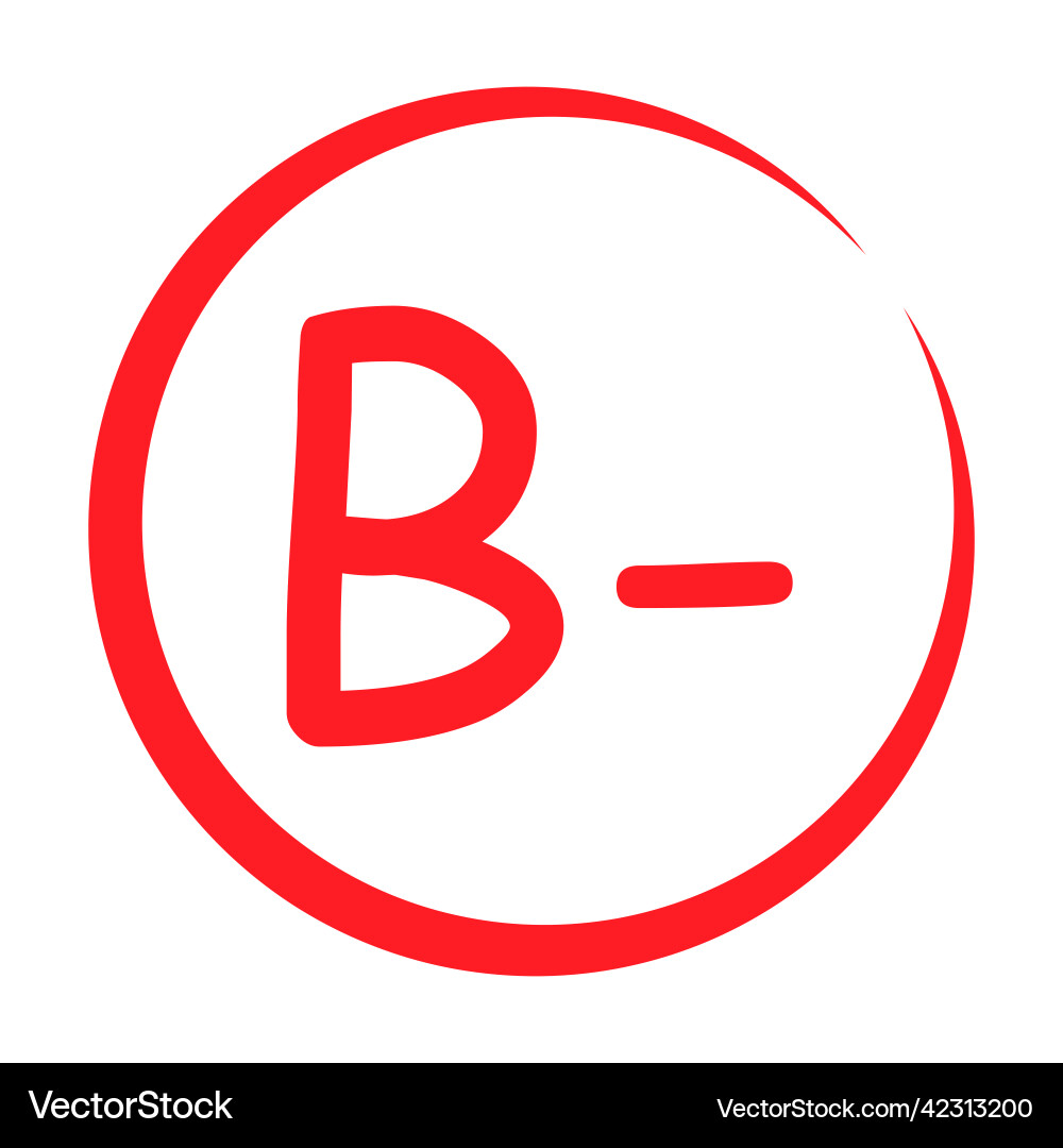 Grade result b minus hand drawn icon in red color Grade result b minus hand drawn icon in red color Vector Image