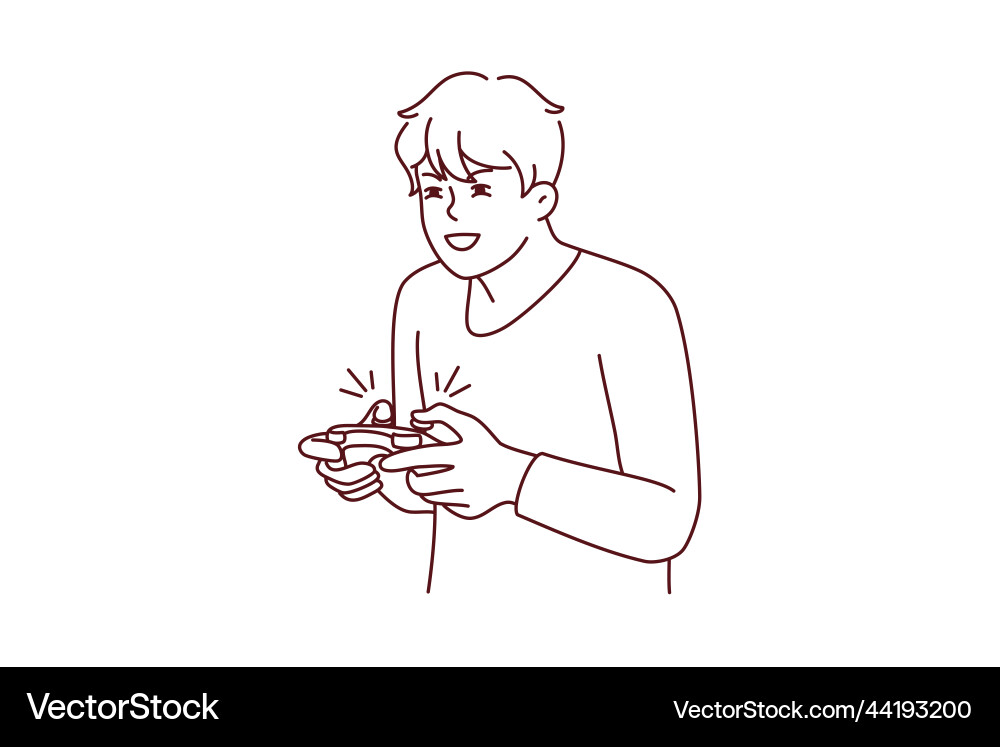 Guy play computer game Guy play computer game Vector Image