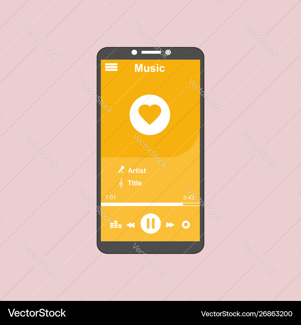 Media player application app template with flat Media player application app template with flat vector image