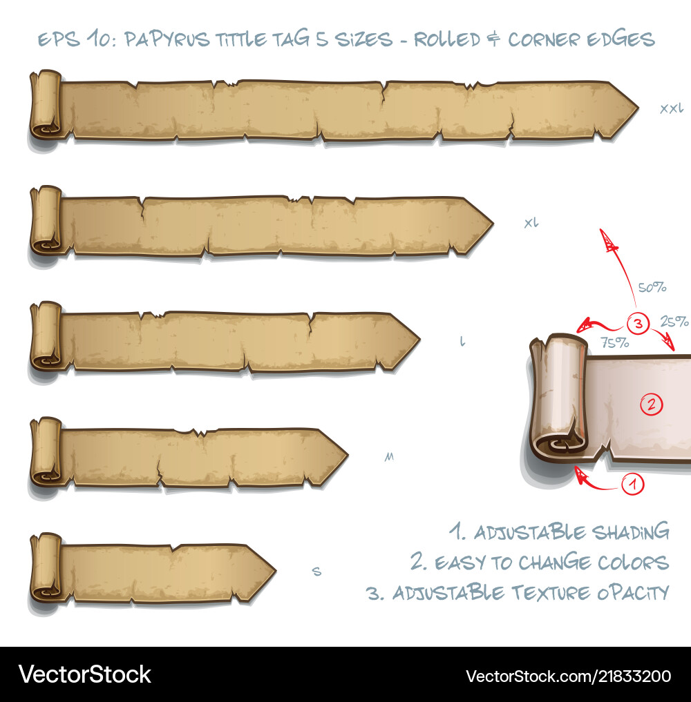 Papyrus Scroll Tags - Five Sizes vector image