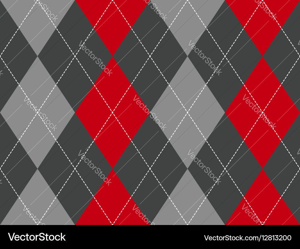 Red and Gray Argyle Fabric Pattern Vector Image