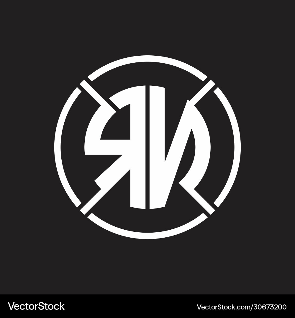 Rn logo monogram with four part circle slash Vector Image