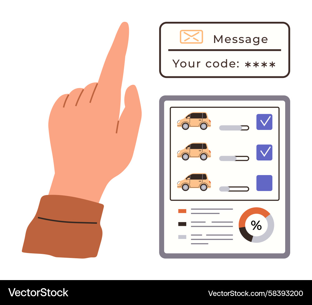 Secure Code Verification - Car Selection Vector Image