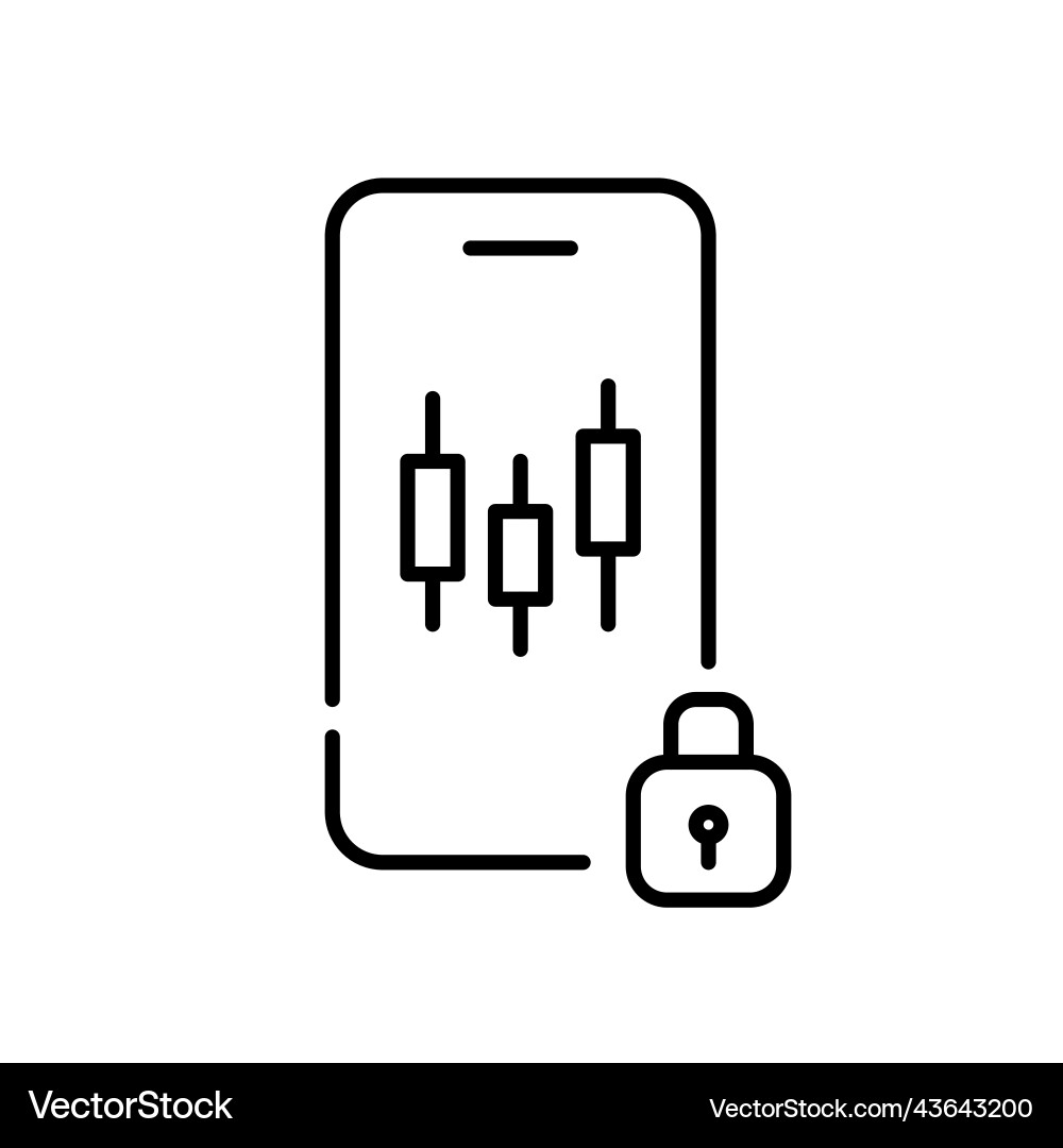 Secure stock trading app on smartphone pixel Secure stock trading app on smartphone pixel vector image