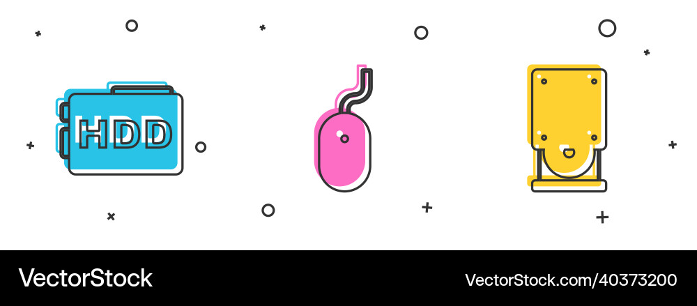 Set hard disk drive hdd computer mouse vector image