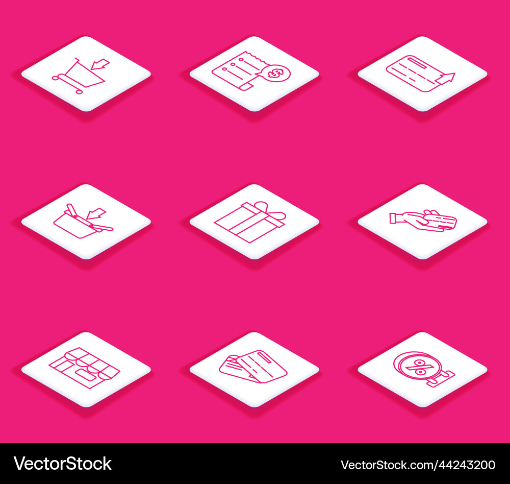 Set line add to shopping cart paper check Set line add to shopping cart paper check vector image