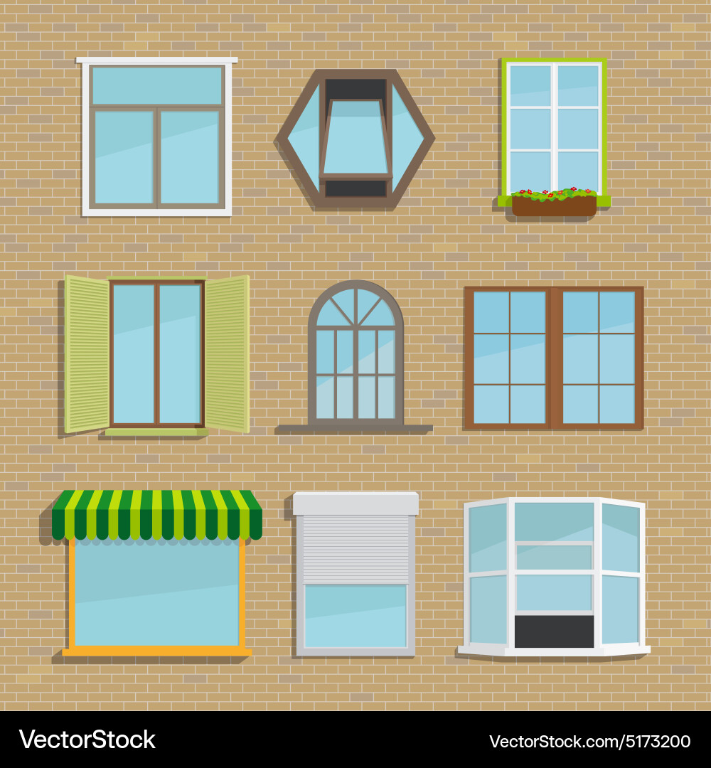 Set of icons different types windows vector image