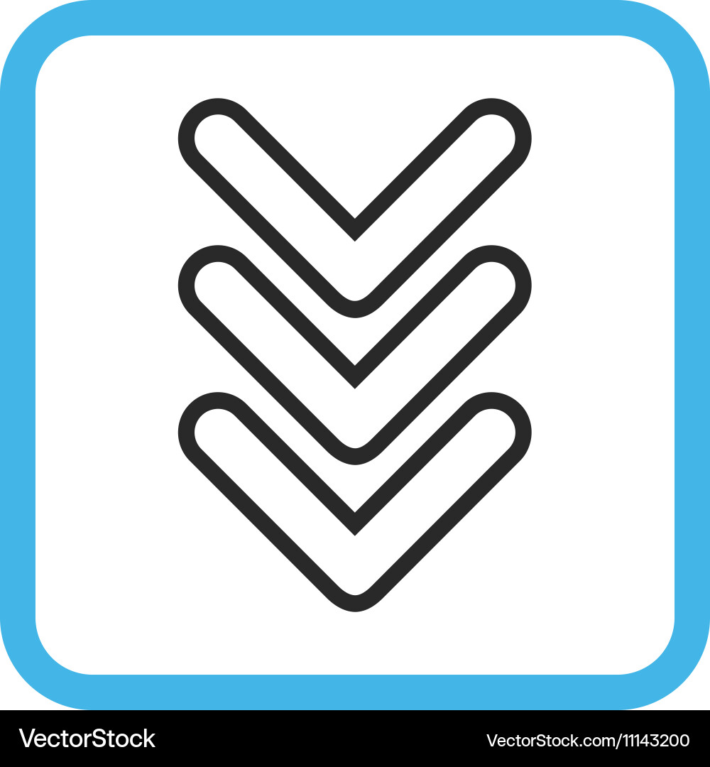 Triple pointer down icon in a frame vector image