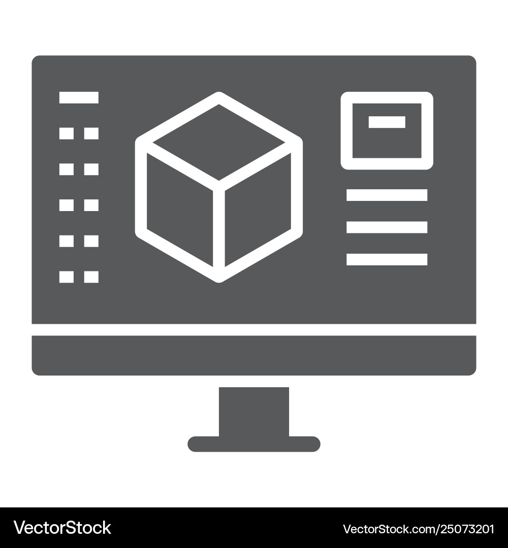 3d design glyph icon model and computer vector image