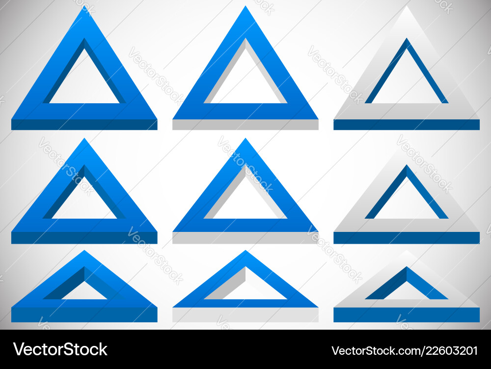 3d triangle shape in more colors set at different vector image