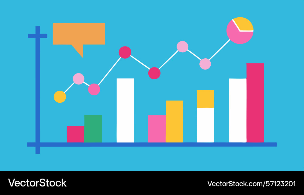 A bar graph with line chart overlayed A bar graph with line chart overlayed vector image
