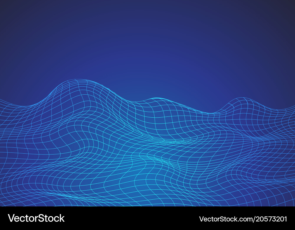 Blue Mesh Wave Digital Texture Vector Image