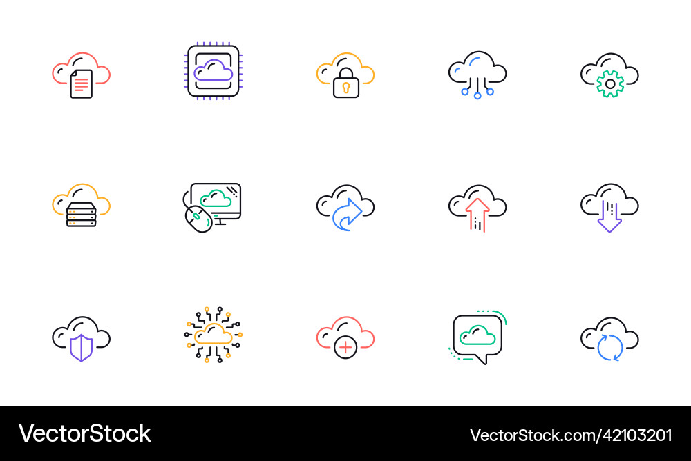 Cloud data and technology icons hosting Vector Image