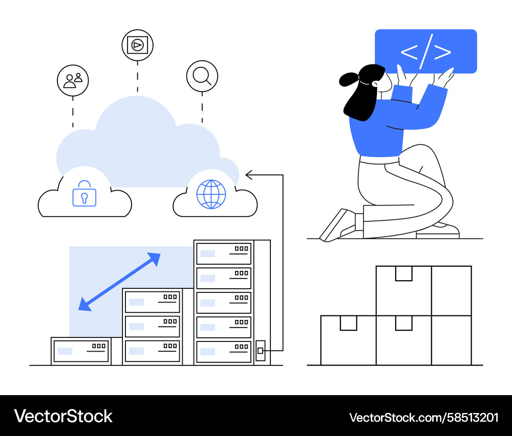 Cloud Data Security & Software Vector Image