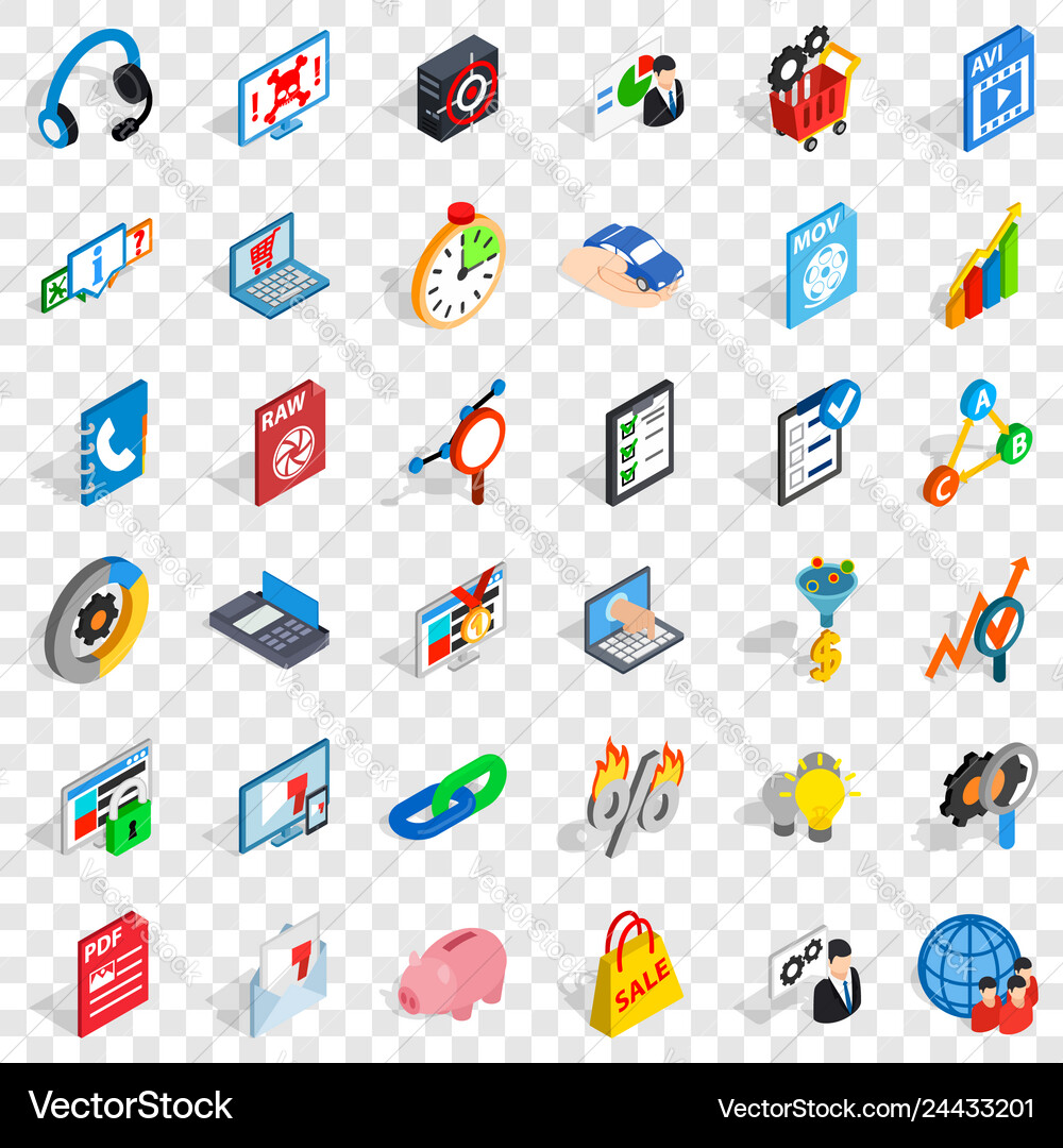 Data cloud icons set isometric style Data cloud icons set isometric style vector image