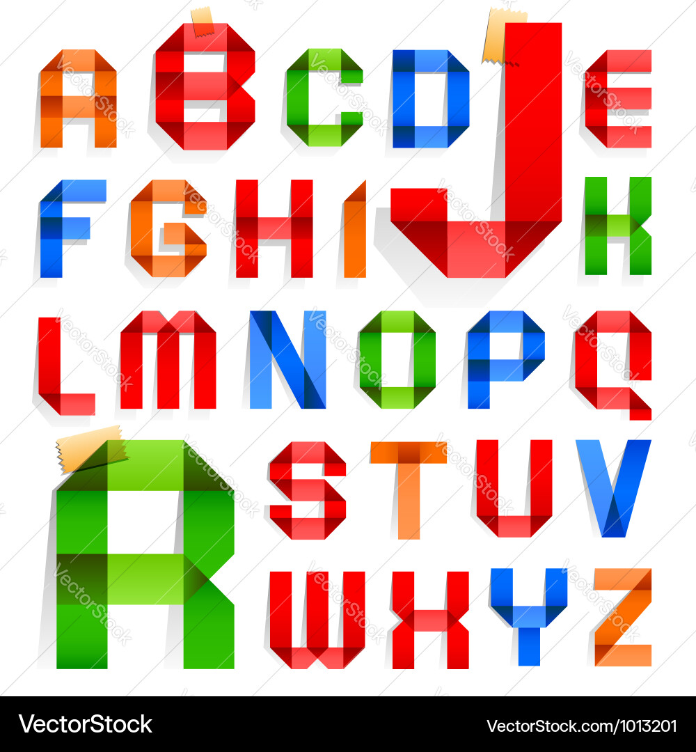 Folded Paper Letters - Roman Alphabet Vector Image