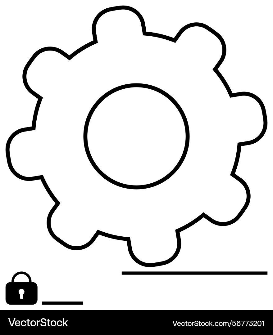 Gear shape and lock icon representing security Gear shape and lock icon representing security vector image