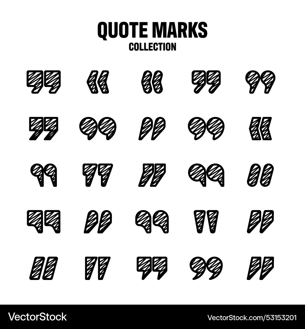 Hatched text quotation marks hand drawn quotes Vector Image