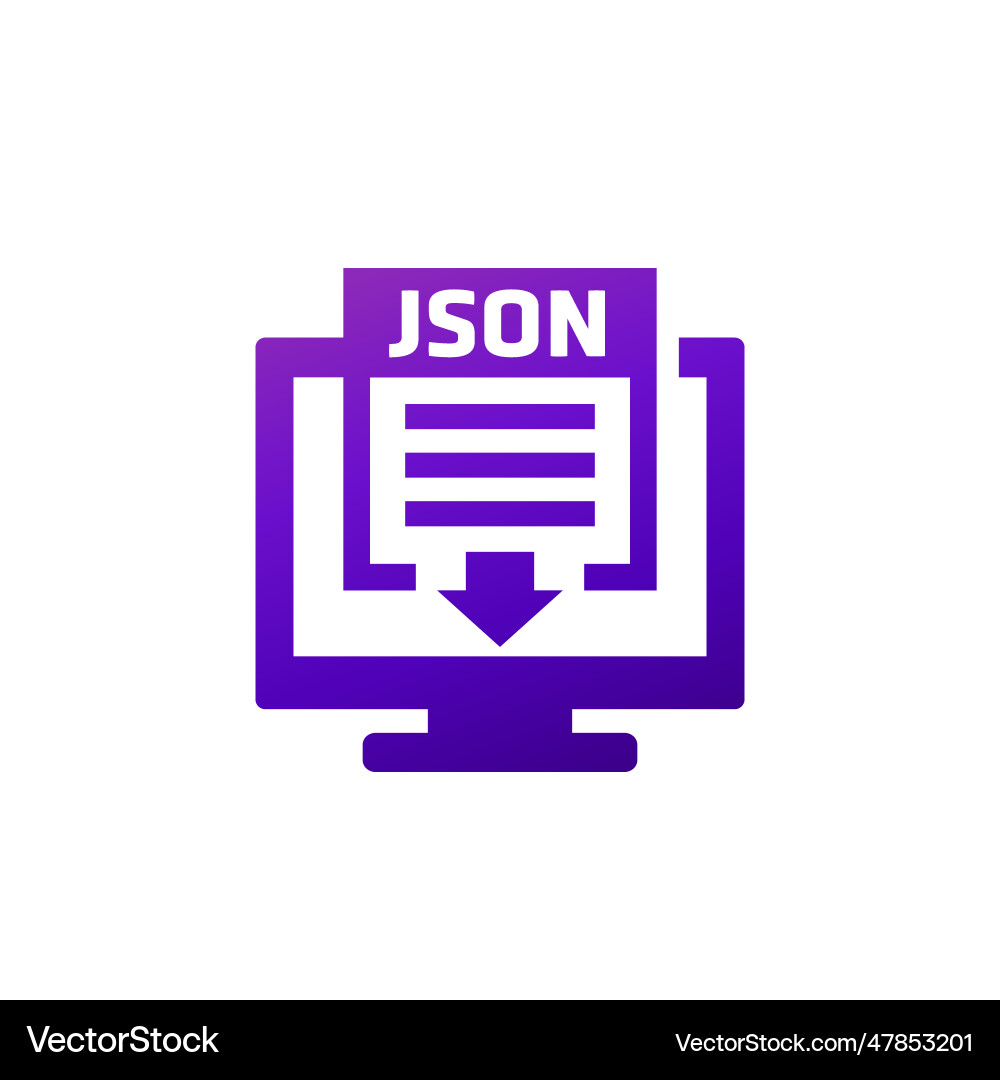 Json Datei herunterladen Icon mit einem Computer vektorbild