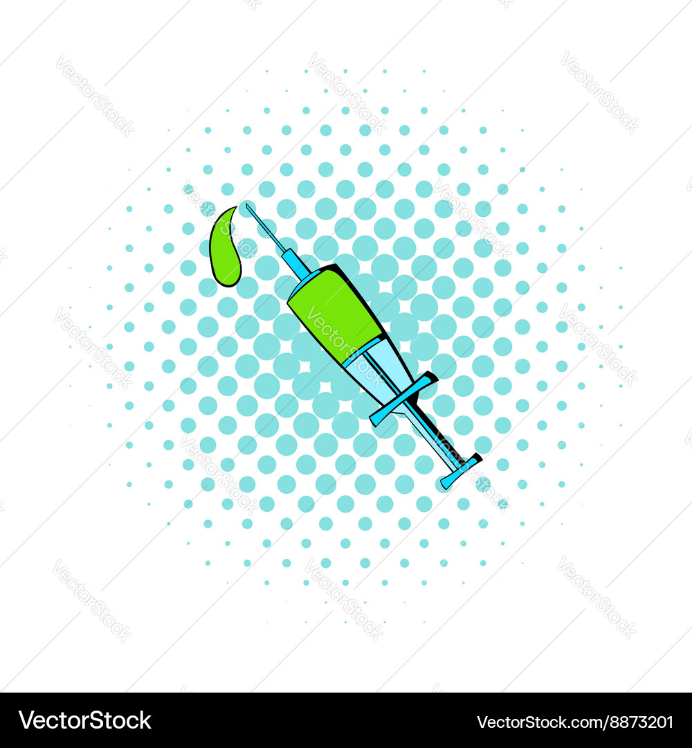 Lethal injection syringe icon comics style vector image