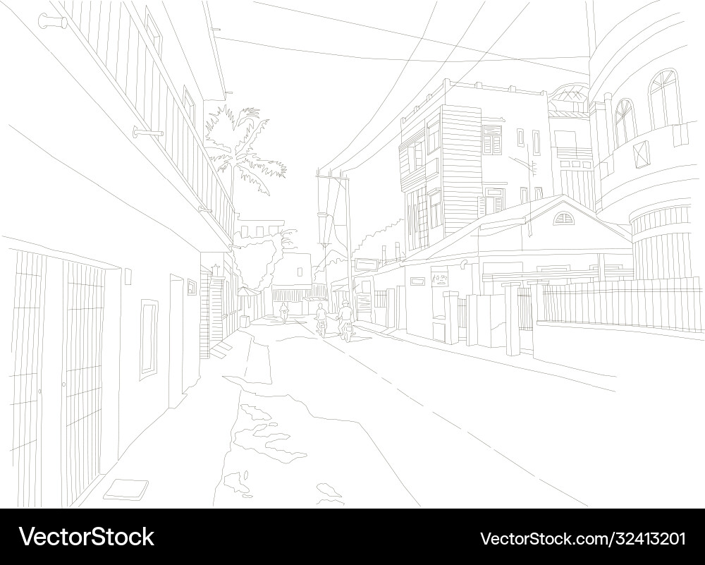 Little street nha trang vietnam people on mopeds Little street nha trang vietnam people on mopeds vector image