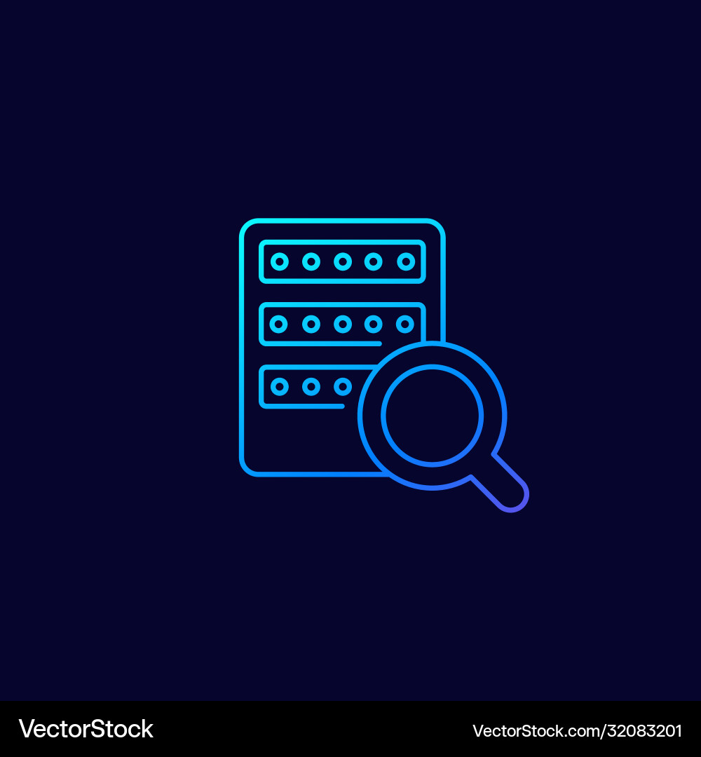 Mainframe or server search linear icon vector image