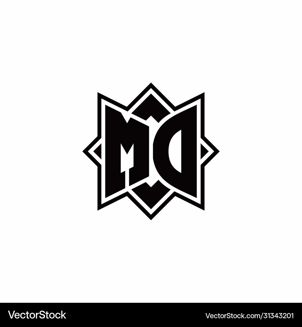 Md monogram logo with square rotate style outline vector image