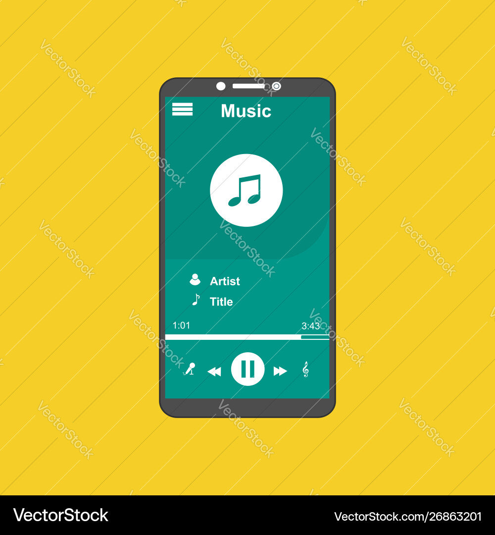 Media player application app template with flat Media player application app template with flat vector image