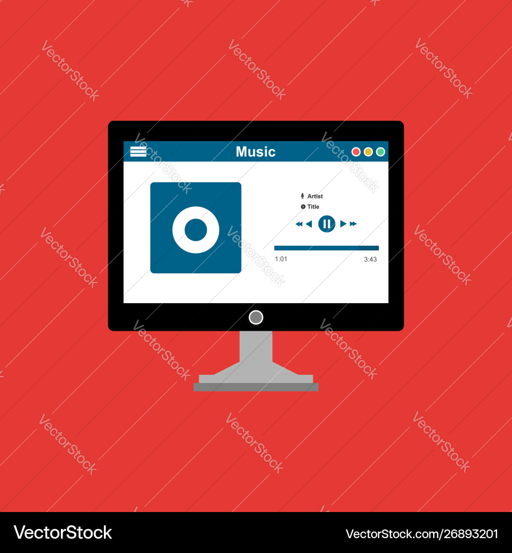 Media player application app template with flat Media player application app template with flat vector image