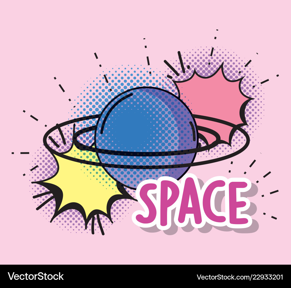 Planet with chat bubble and space message Vector Image