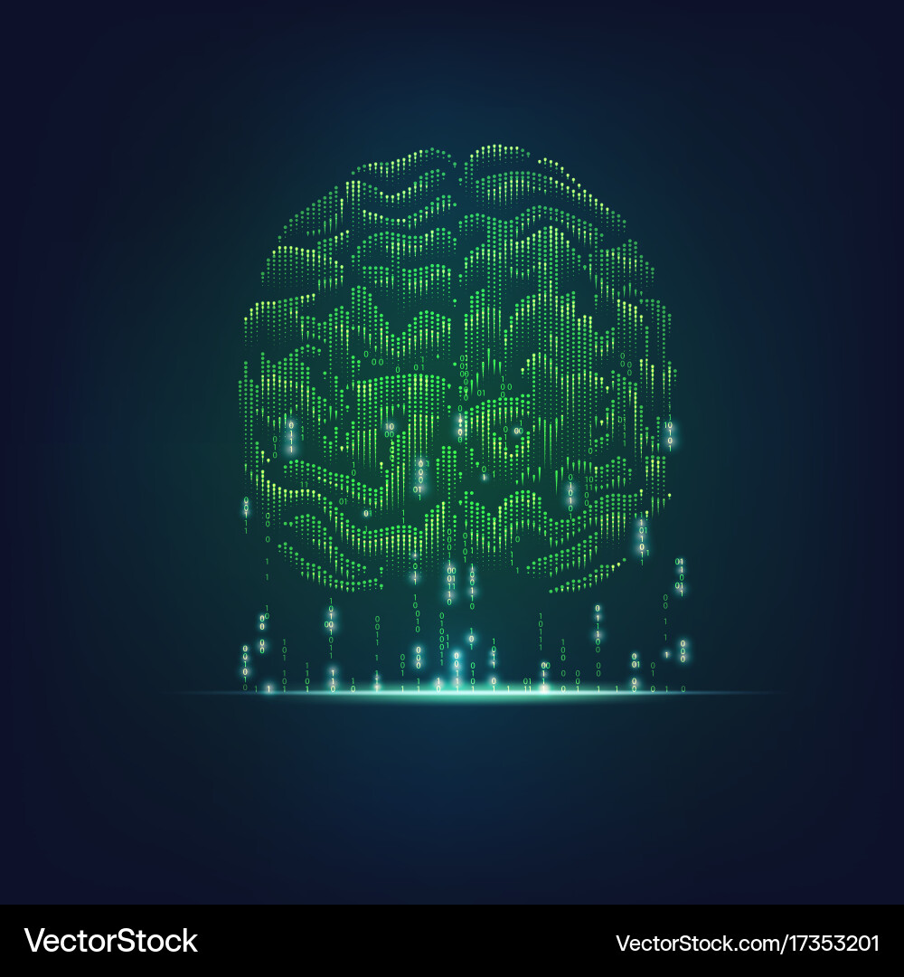 Sci-Fi Binary Brain vector image