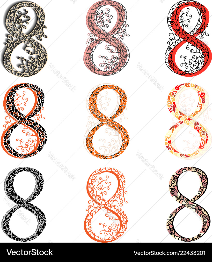 Various combination numeric figures 8 Vector Image