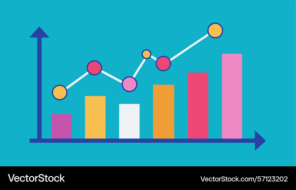 A bar graph with line chart overlayed A bar graph with line chart overlayed vector image