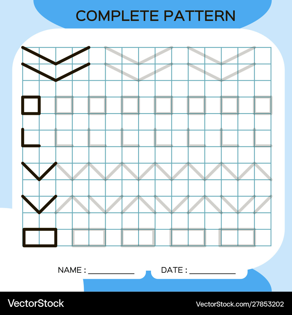 Complete pattern tracing lines activity for early Complete pattern tracing lines activity for early vector image