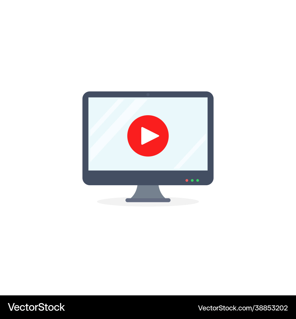 Computer monitor with player sign flat icon Computer monitor with player sign flat icon vector image