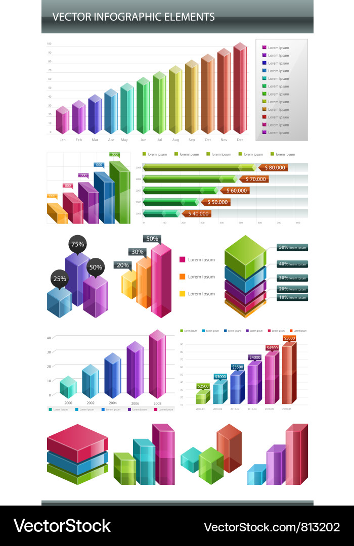 Data Charts and Graphs Collection vector image
