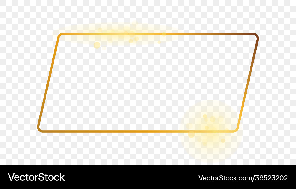 Gold glowing rounded rectangular shape frame Gold glowing rounded rectangular shape frame vector image
