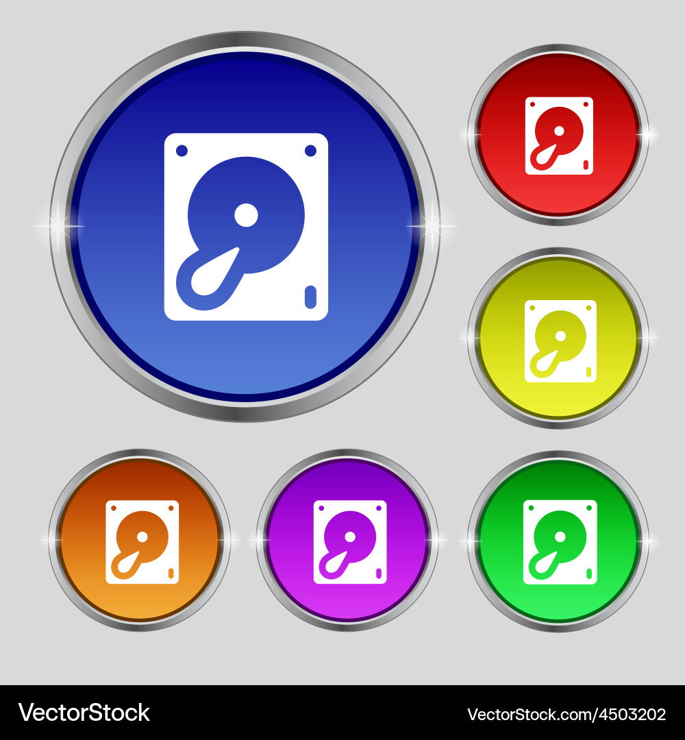 Hard disk and database icon sign round symbol vector image