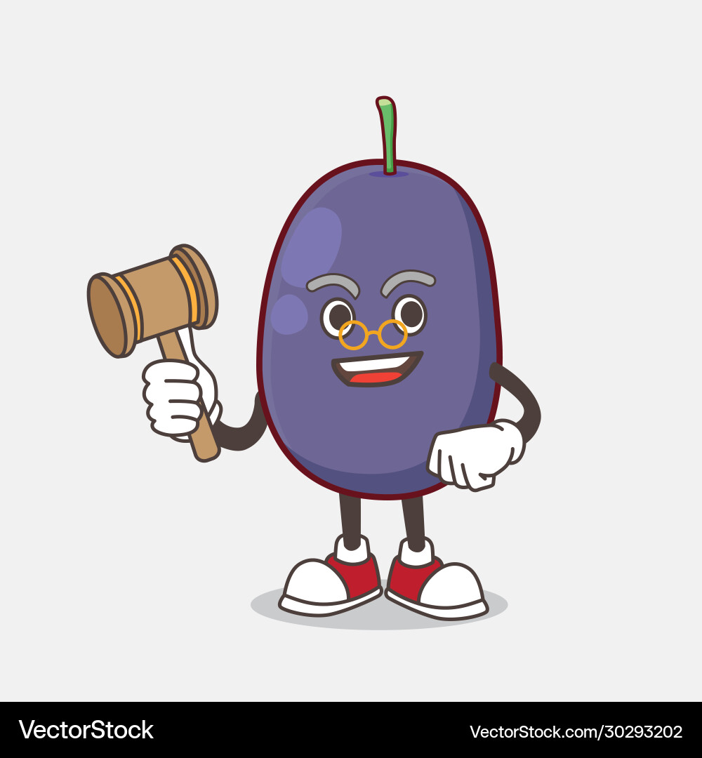 Java plum cartoon mascot character as wise judge Vector Image