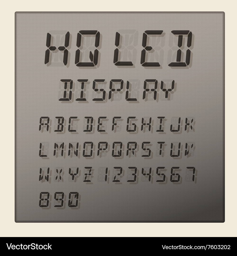 Led digital alphabet and numbers display vector image
