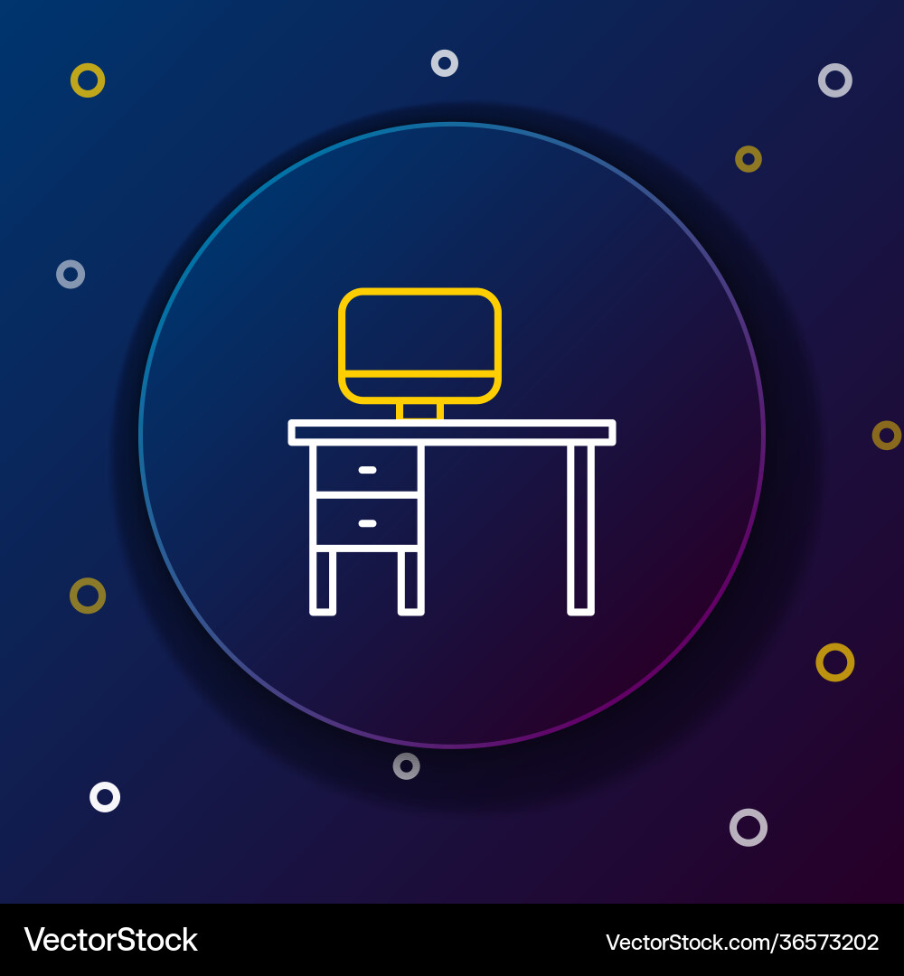 Line computer monitor and desk icon isolated Line computer monitor and desk icon isolated vector image