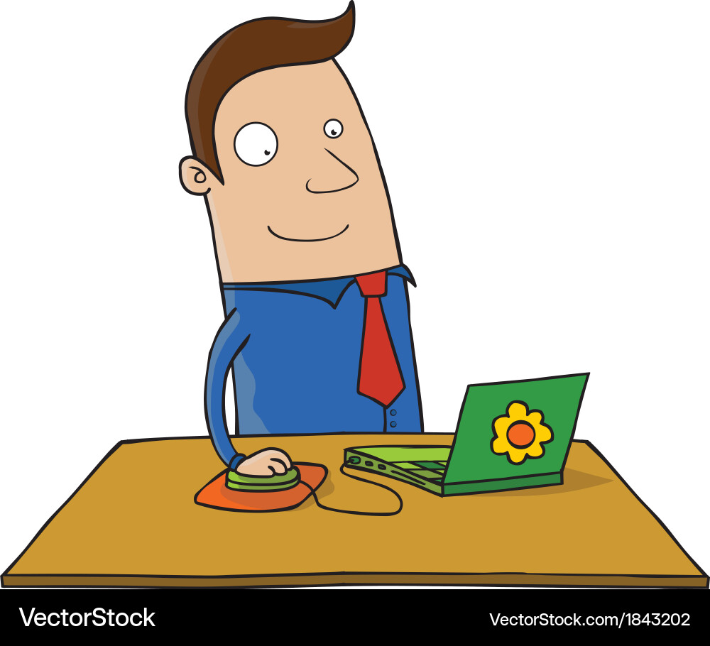 Man Using Laptop Computer vector image