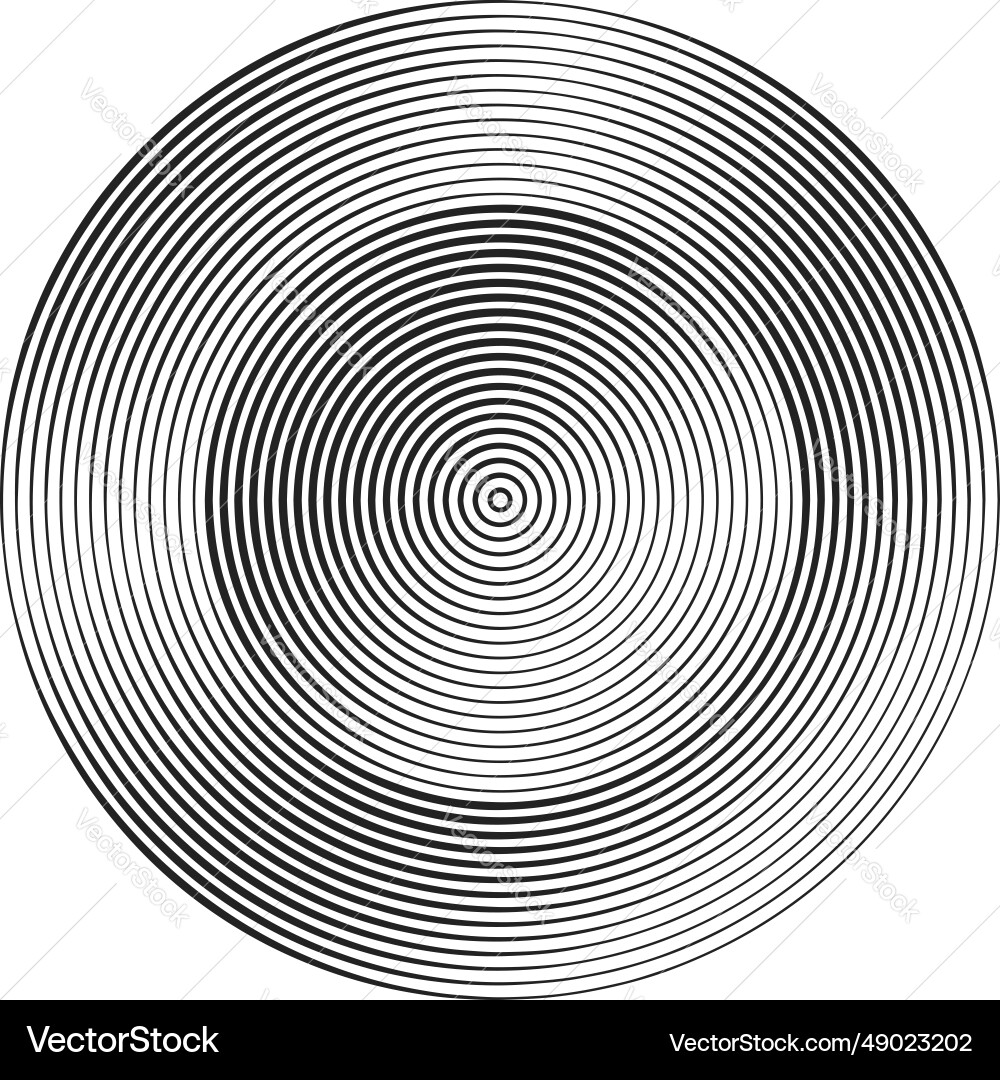 Monochrome concentric circles with different Monochrome concentric circles with different vector image