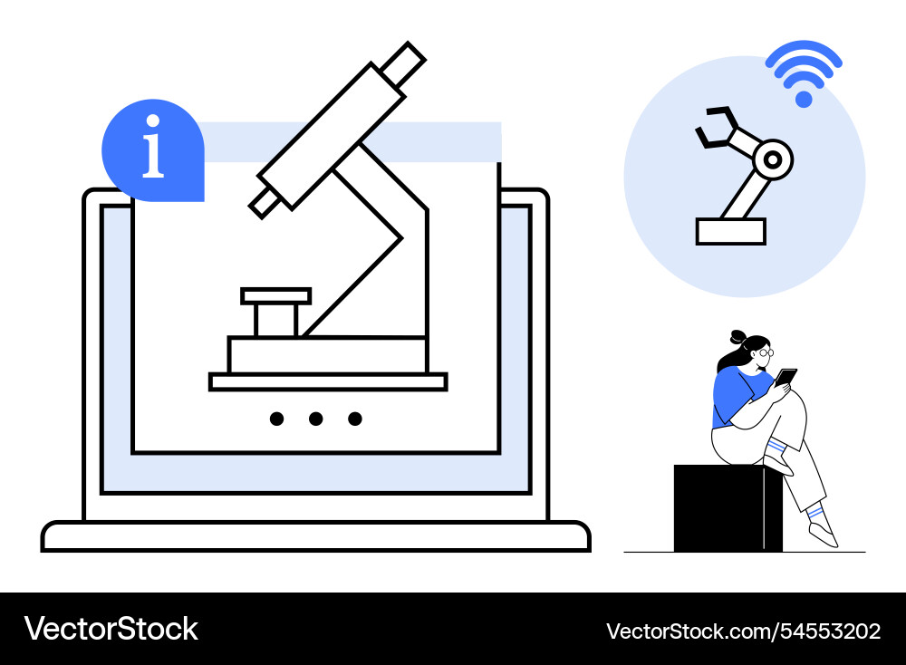 Online learning platform featuring microscope Online learning platform featuring microscope vector image
