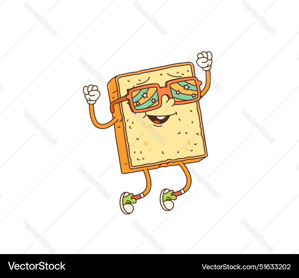 Retro Toast Character - Groovy Slice Vector Image